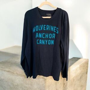 Old Navy Wolverines Anchor Canyon‎ Long Sleeve Graphic Navy Blue Henley szXXL